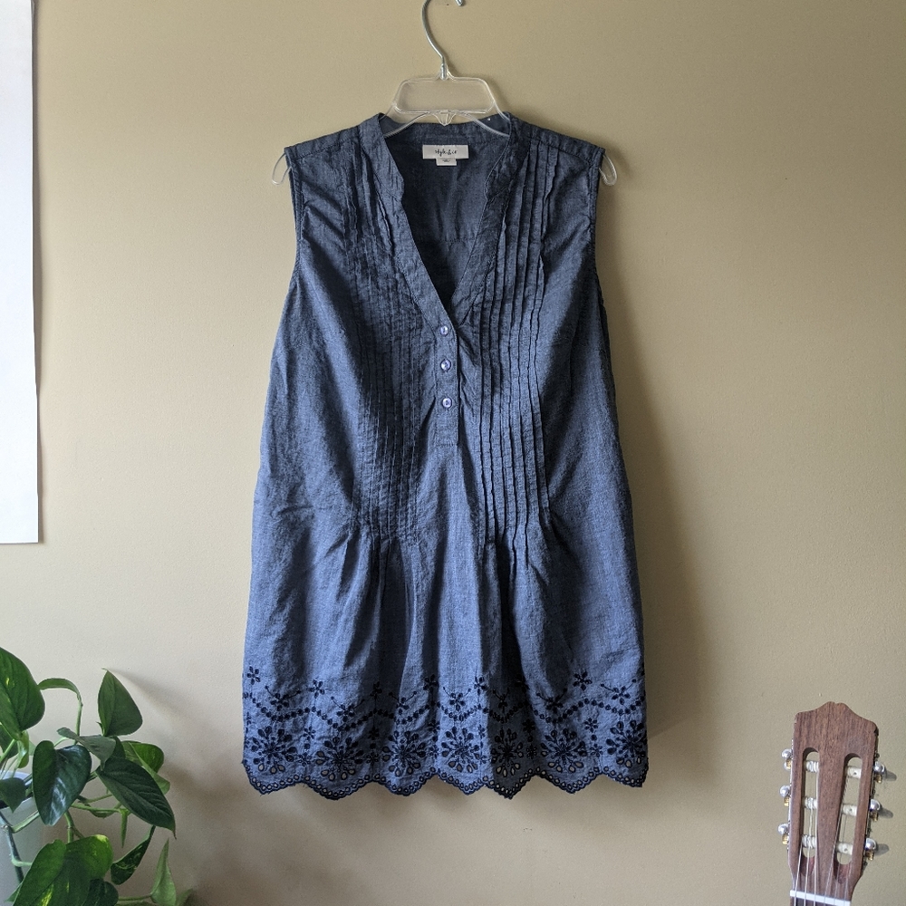 Sleeveless denim blouse